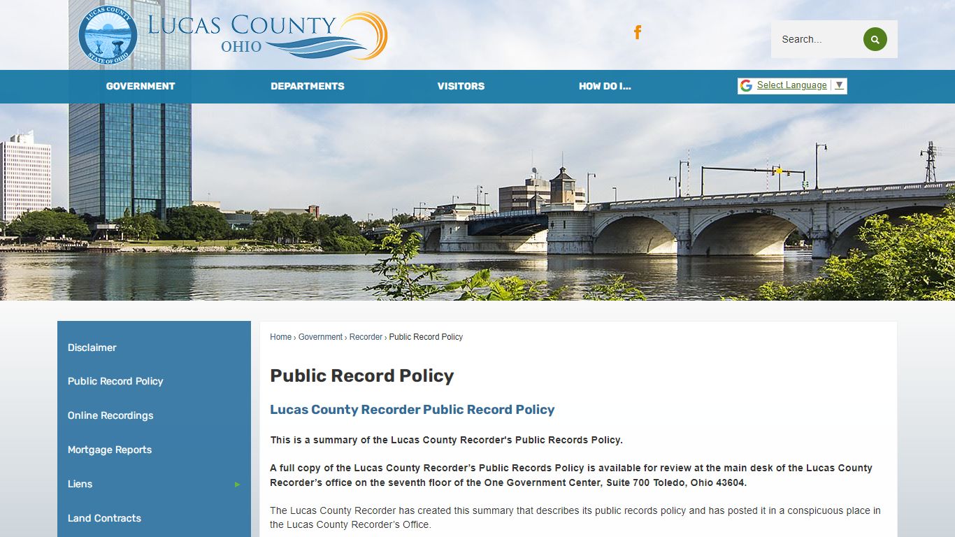Public Record Policy | Lucas County, OH - Official Website